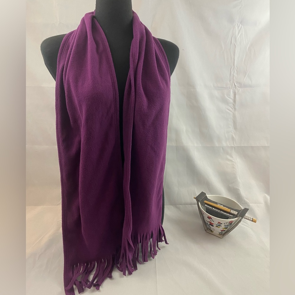 Purple Super Soft Fleece Fringed Scarf